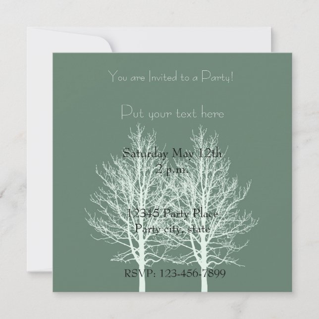 Invitation d'anniversaire personnalisée Arbres bla (Devant)