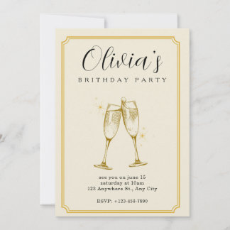 Invitation d'anniversaire personnalisée au Champag