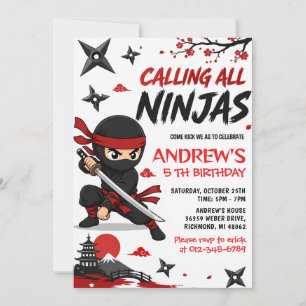 Invitation d'anniversaire personnalisée de ninja p