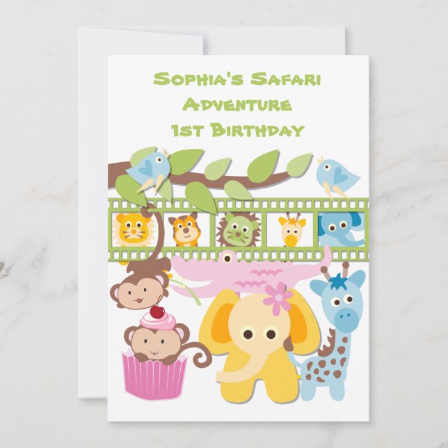 Invitation d'anniversaire personnalisée Safari Adv (Devant)