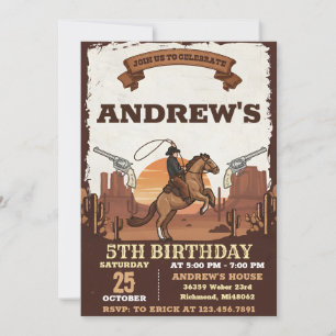 Invitation d'anniversaire personnelle Cowboy Wild