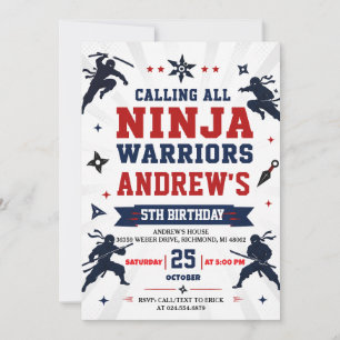 Invitation d'anniversaire personnelle de Ninja War
