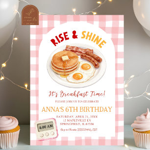 Invitation d'anniversaire Petit déjeuner Red Gingh