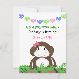 Invitation d'anniversaire Petit Singe