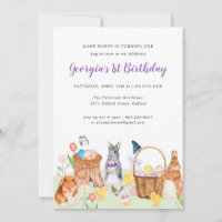 Invitation d'anniversaire Petite Lapin Printemps V