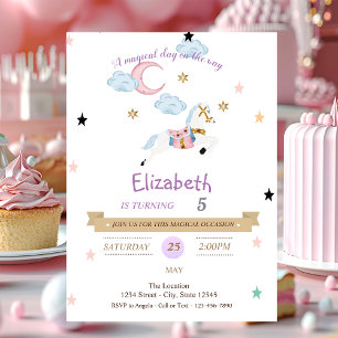 Invitation d'anniversaire Petite Poney aquarelle