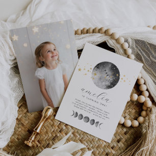 Invitation d'anniversaire Photo avec Phases de Lun
