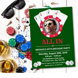 Invitation d'anniversaire photo Casino de Vegas po