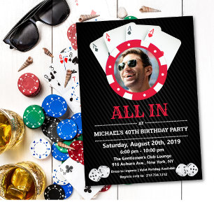 Invitation d'anniversaire photo Casino de Vegas po