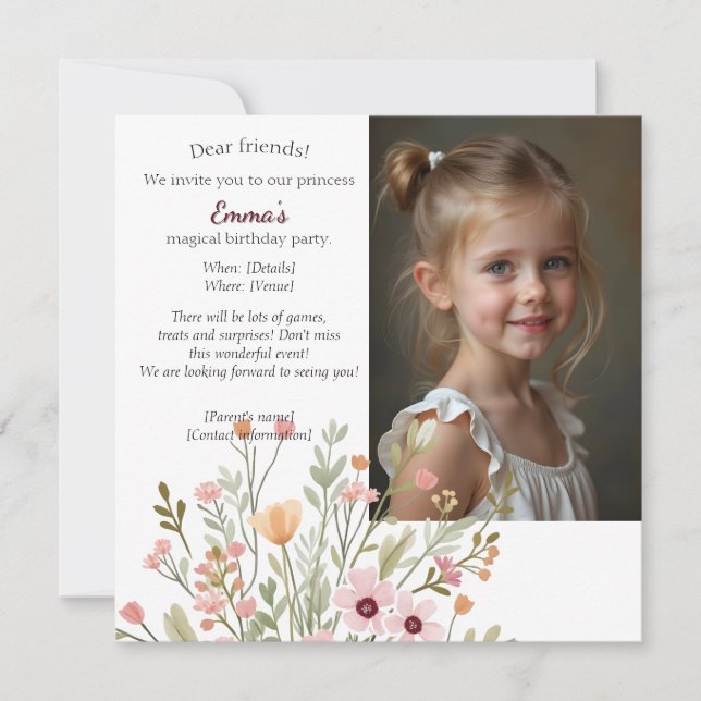 Invitation d'anniversaire photo chic moderne (Devant)