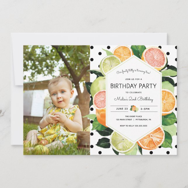 Invitation d'anniversaire photo Citrus Tutty Fruit (Devant)