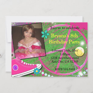 Invitation d'anniversaire photo doodle funky pour