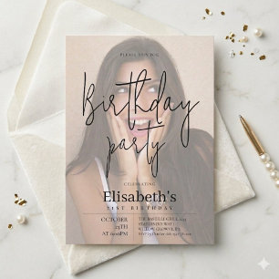 Invitation d'anniversaire photo tendance moderne p