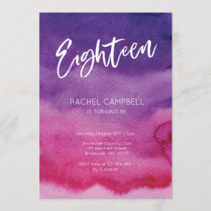 Invitation d'anniversaire Pink Purple Aquarelle