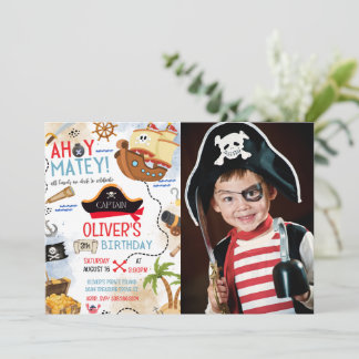 Invitation d'anniversaire pirate Ahoy Matey Photo