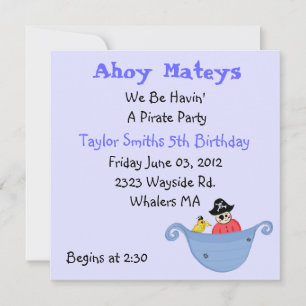 Invitation d'anniversaire Pirate Party