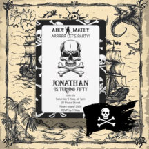 Invitation d'anniversaire pirate Roger la chance