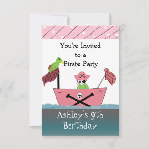 Invitation d'anniversaire Pirate Rose