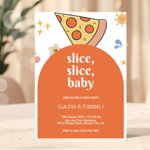 Invitation d'anniversaire pizza moderne