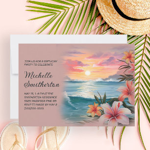 Invitation d'anniversaire Plage Palmiers Tropicaux