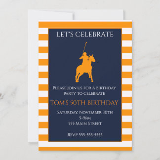 invitation d'anniversaire Polo pour adulte bleu or