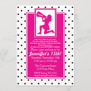 Invitation d'anniversaire Pom-pom girl personnalis