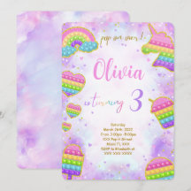 Invitation d'anniversaire Pop it