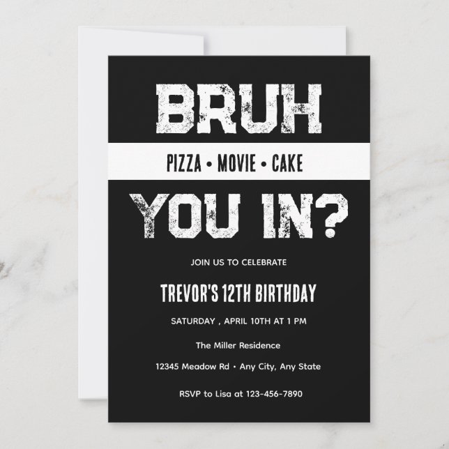 Invitation d'anniversaire pour adolescents (Devant)