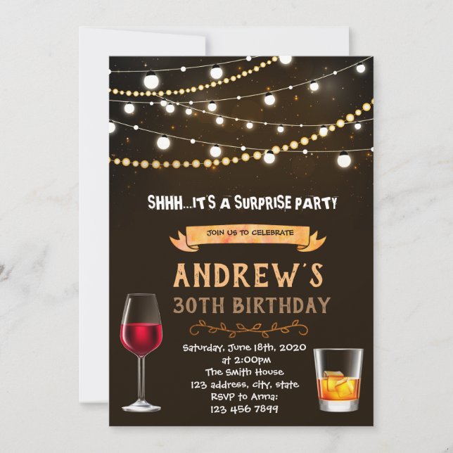 Invitation d'anniversaire pour adultes (Devant)