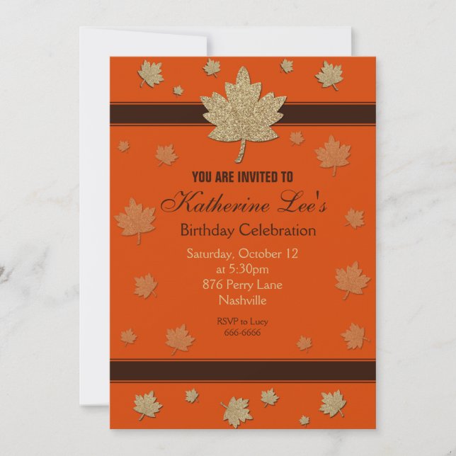 Invitation d'anniversaire pour adultes à l'automne (Devant)