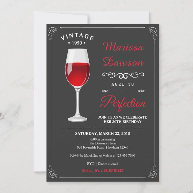 Invitation d'anniversaire pour adultes / Invitatio (Devant)