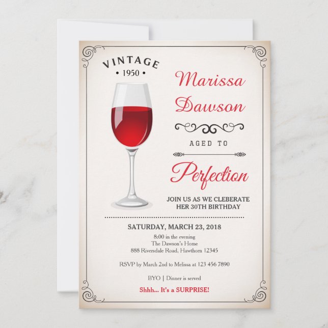 Invitation d'anniversaire pour adultes / Invitatio (Devant)
