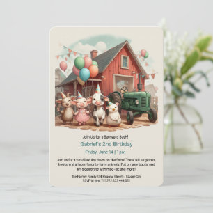 Invitation d'anniversaire pour animaux de Barnyard