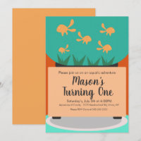 Invitation d'anniversaire pour aquarium moderne av