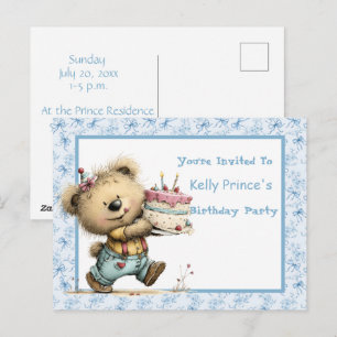 Invitation d'anniversaire pour bébé garçon Ourson