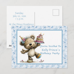 Invitation d'anniversaire pour bébé garçon Ourson