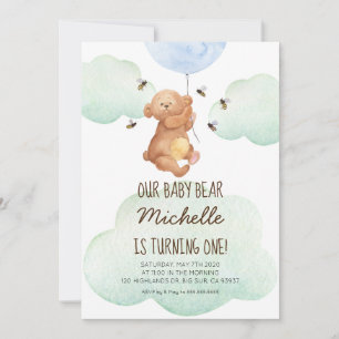 Invitation d'anniversaire pour bébé ours Teddy Bea