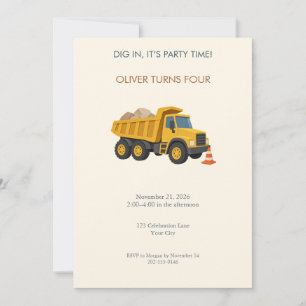Invitation d'anniversaire pour camion de construct