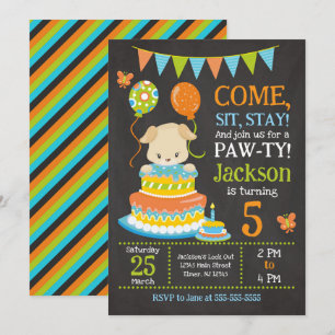 Invitation d'anniversaire pour chiot garçon Fête P