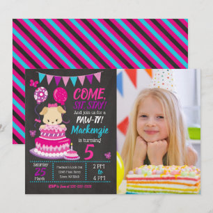 Invitation d'anniversaire pour chiots Fille Paw-ty