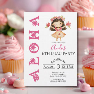 Invitation d'anniversaire pour enfants Aloha Luau