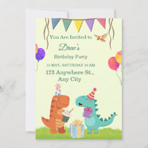 Invitation d'anniversaire pour enfants avec un din