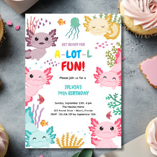 Invitation d'anniversaire pour enfants Axolotl