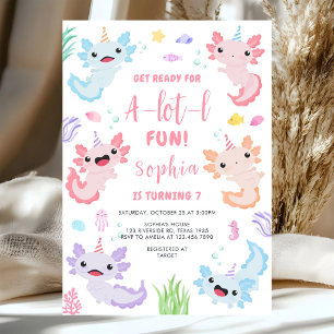 Invitation d'anniversaire pour enfants axolotl bea