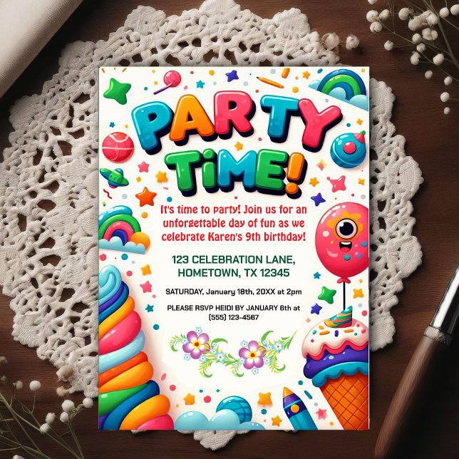 Invitation d'anniversaire pour enfants colorée (Créateur téléchargé)