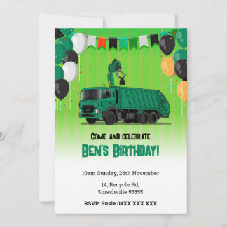 Invitation d'anniversaire pour enfants de camion-p