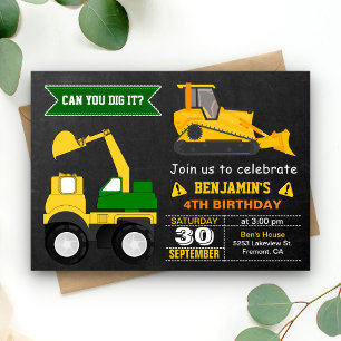 Invitation d'anniversaire pour enfants de construc