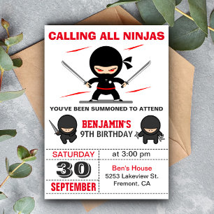 Invitation d'anniversaire pour enfants de Ninja Wa