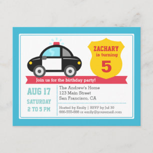 Invitation d'anniversaire pour enfants de voiture