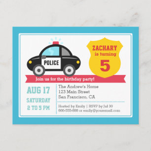 Invitation d'anniversaire pour enfants de voiture